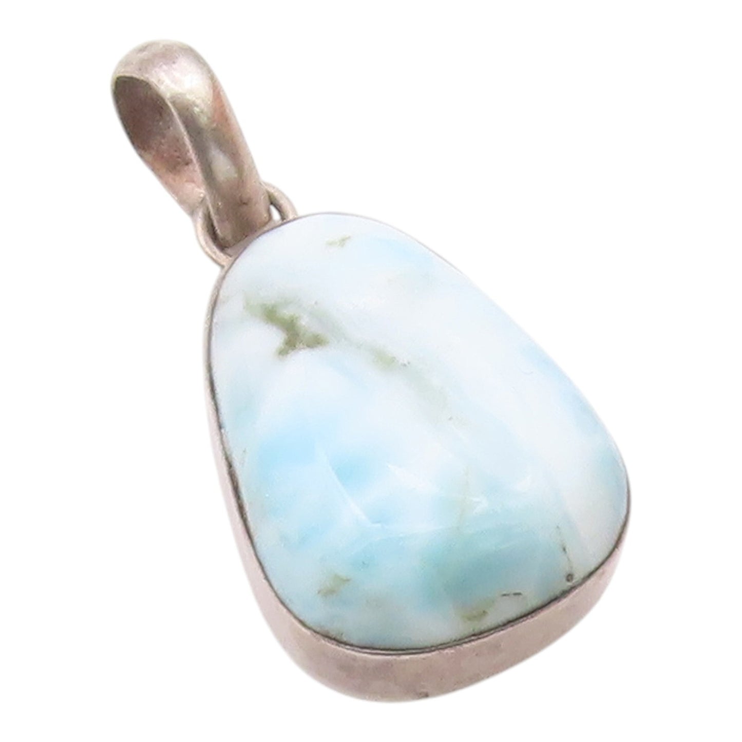 925 Sterling Silver  Vintage Cabochon Cut Larimar Smooth Pendant  PT10979