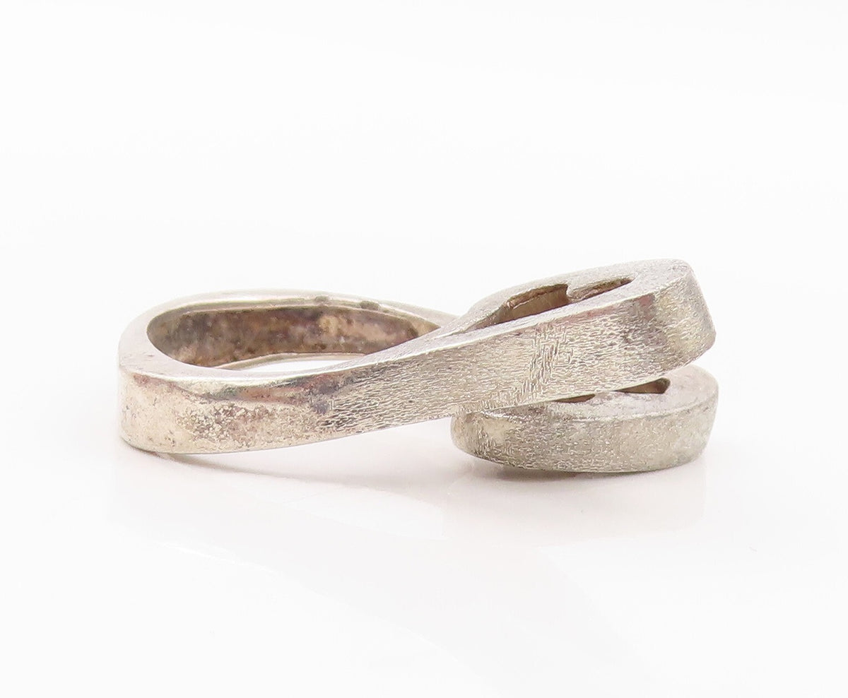 925 Sterling Silver Vintage Ring ISRAEL Dark Tone Cutout Hearts  Sz 8  RG31759