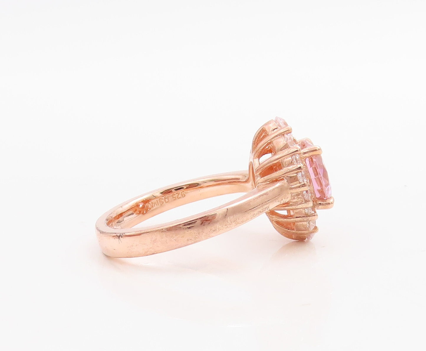 925 Sterling Silver Vintage Ring Rose Gold Plated 2 Tone CZ Flower Sz 6 RG30965