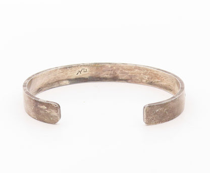 925 Sterling Silver Vintage Bracelet NAVAJO ZUNI Carved Design Cuff  BT10819