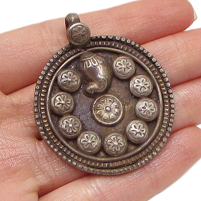 925 Sterling Silver  Vintage Retro Floral Art Deco Drop Pendant  PT2223