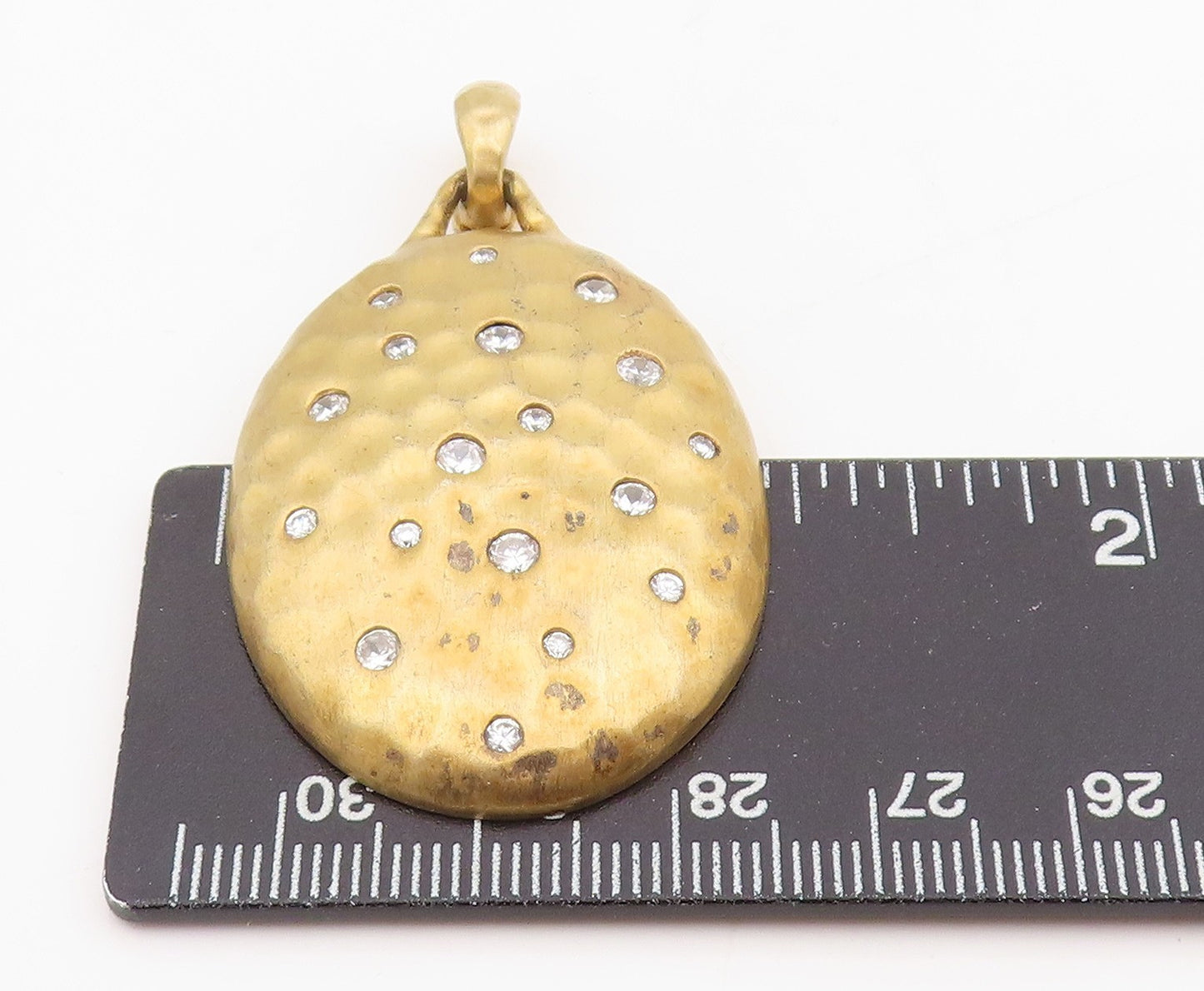 925 Sterling Silver Vintage Pendant Gold Plated Round CZ Inset Medal  PT25553
