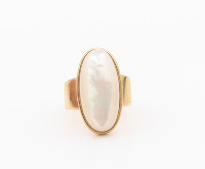 925 Sterling Silver Vintage Ring Gold Plated Classic Opal Band  Sz 7  RG36404