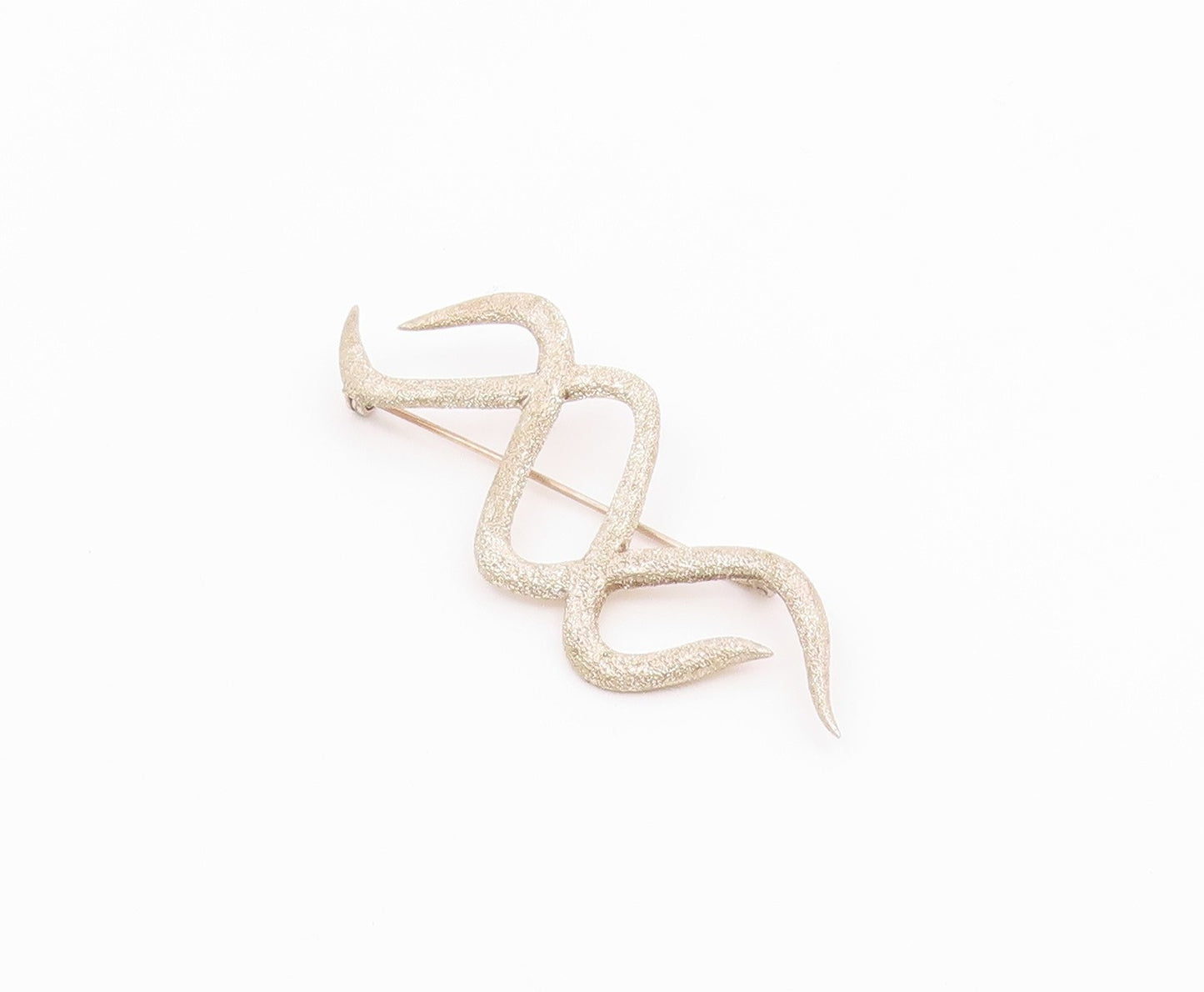 925 Sterling Silver  Vintage Textured Wavy Crisscross Brooch Pin  BP9636