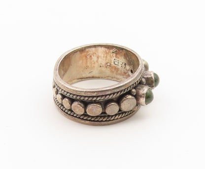 925 Sterling Silver Vintage Ring Classic Cabochon Peridot Band  Sz 8.5  RG36943