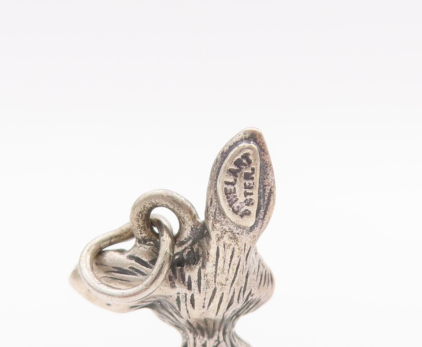 925 Sterling Silver Vintage Pendant JEWEL ART 3D Carved Bunny Charm  PT23460