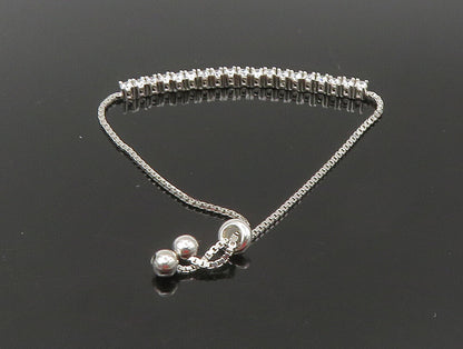 925 Silver  White Cubic Zirconia Adjustable Child Box Chain Bracelet  BT1057