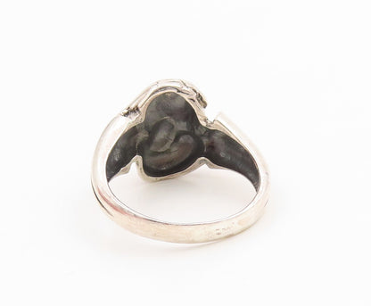 925 Sterling Silver Vintage Ring Carved Gothic Skull & Hands  Sz 13  RG35911
