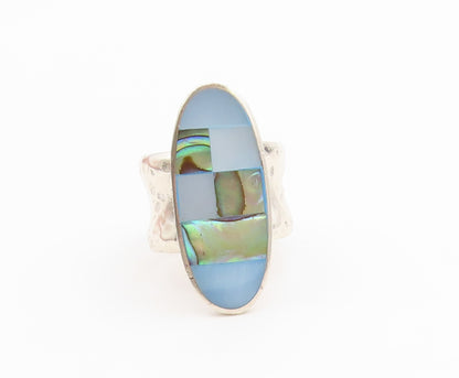 925 Sterling Silver Vintage Ring SILPADA Multi Gemstone Inlay  Sz 7.5  RG36938