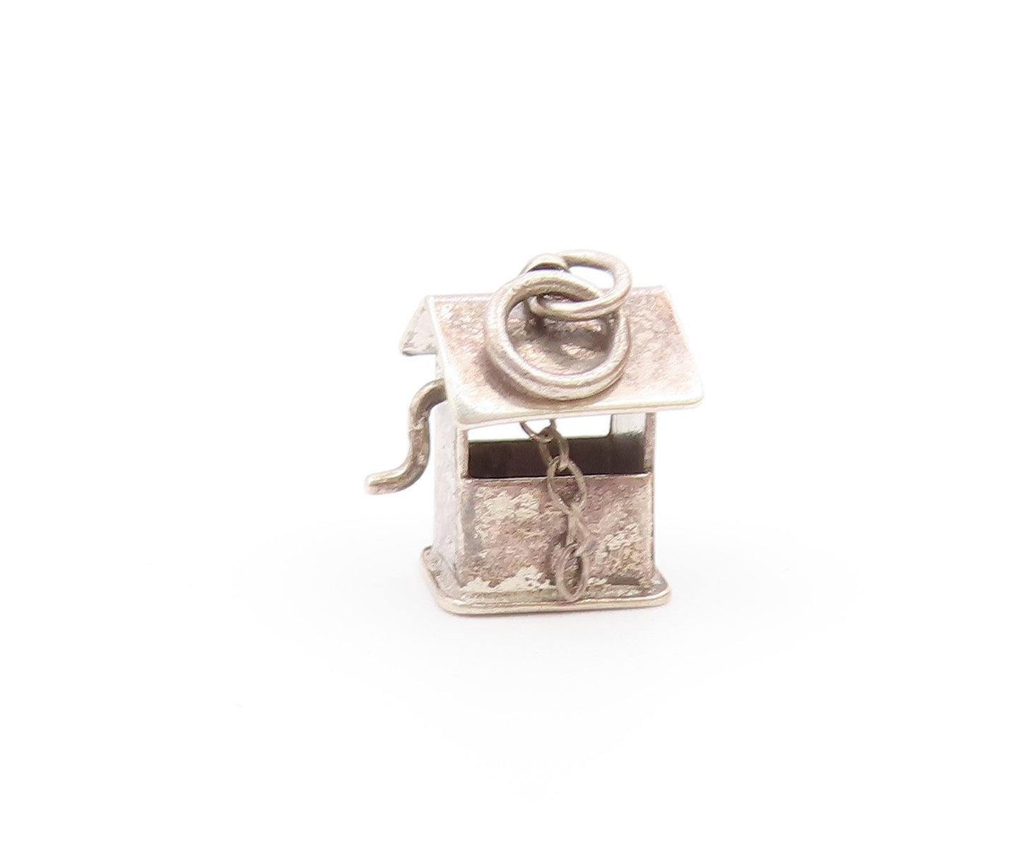 925 Sterling Silver  Vintage Petite Bird House Dark Tone Pendant  PT15987