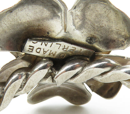 925 Sterling Silver  Vintage Large Handmade Flower Cocktail Ring Sz 16 RG15869