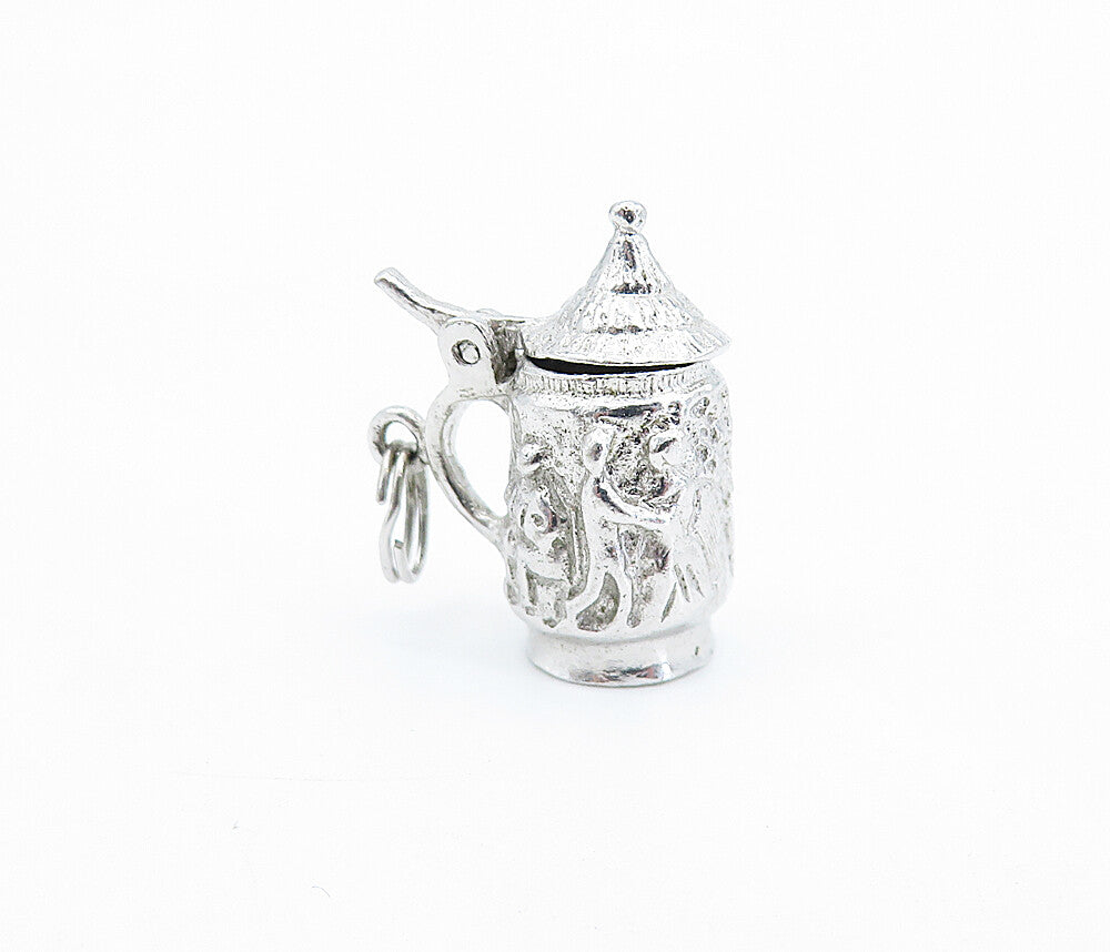 925 Sterling Silver  Vintage Petite Shiny Tankard Drinking Cup Pendant  PT4248