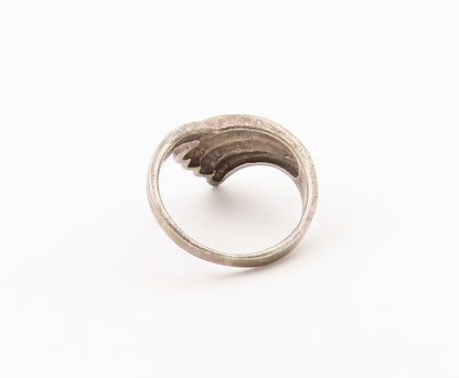 925 Sterling Silver Vintage Ring Modernist Ribbed Wave Band  Sz 7.5  RG36594