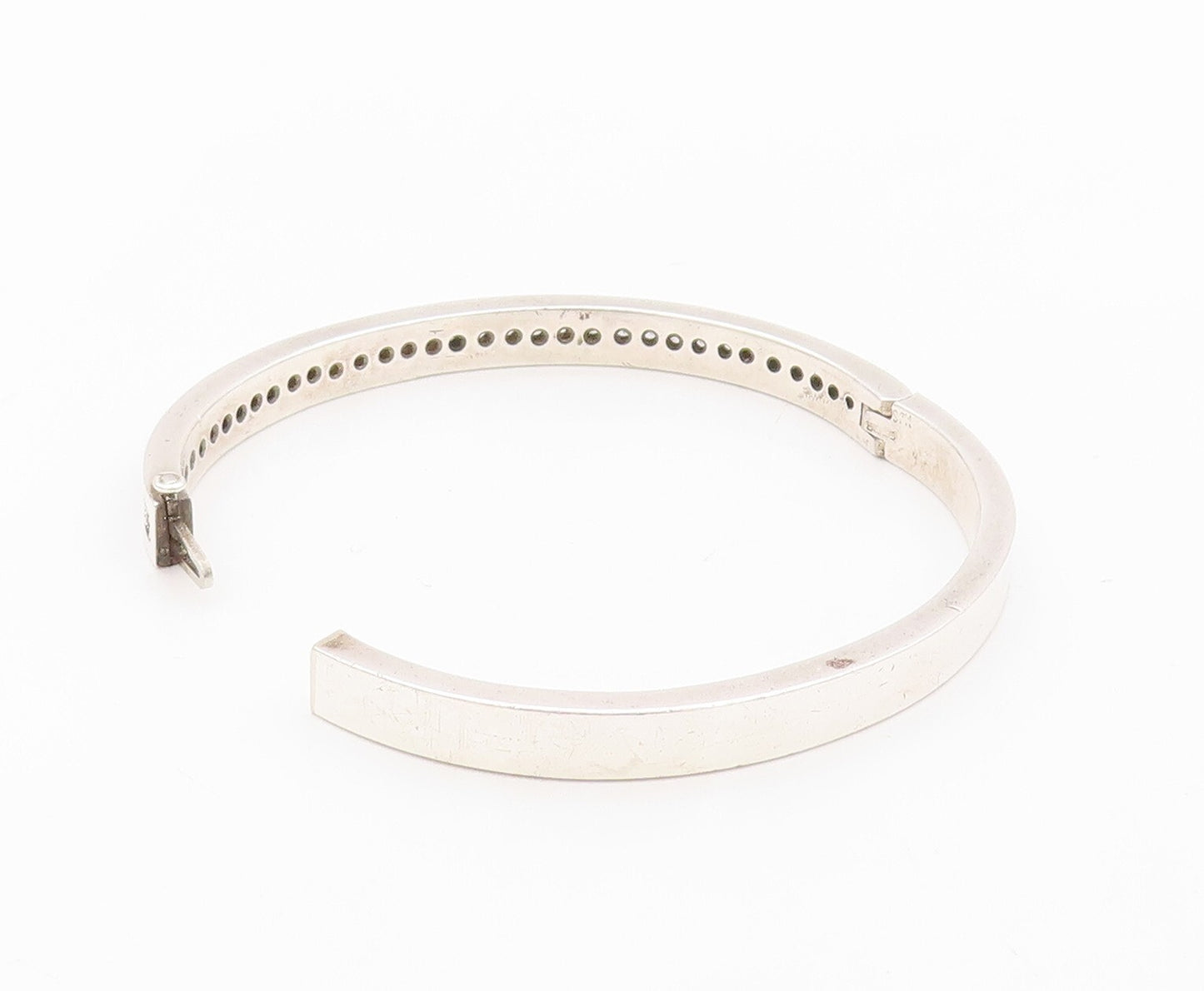 925 Sterling Silver Vintage Bracelet Minimalist Topaz Inlay Bangle  BT10811