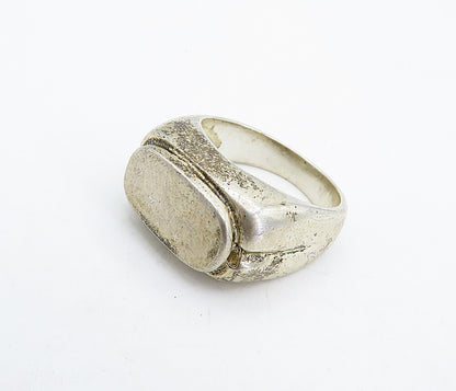 925 Sterling Silver  Vintage Antique Rustic Square Dome Band Ring Sz 7  RG4883