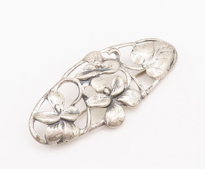 925 Sterling Silver Vintage Brooch Pin DANECRAFT Antique Carved Flowers  BP10708