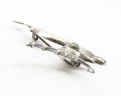 MEXICO 925 Sterling Silver  Vintage Antique Turquoise Deer Brooch Pin  BP4681