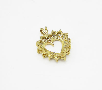 Gold Over 925 Silver  White Cubic Zirconia Love Heart Slider Pendant  PT2307