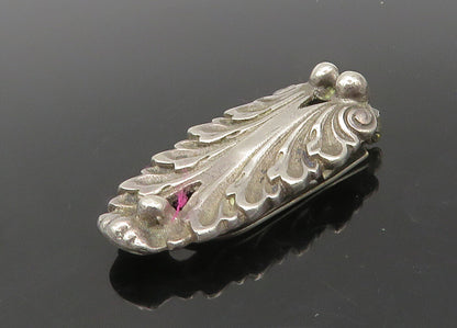 925 Sterling Silver  Vintage Shiny Floral Leaf Design Tie Clip  TR2942