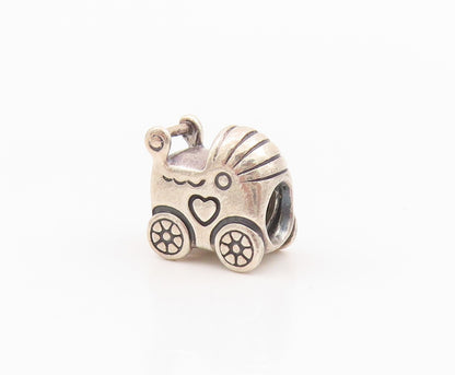 925 Sterling Silver Vintage Pendant PANDORA Mini Etched Cradle Charm  PT24252