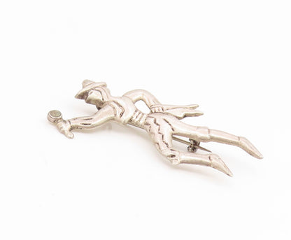 925 Sterling Silver Vintage Brooch Pin MEXICO Flamenco Dancer Figure  BP12398