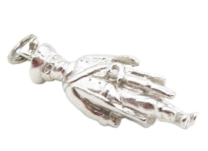 925 Sterling Silver  Vintage Shiny Walking Man In Coat Drop Pendant  PT7365