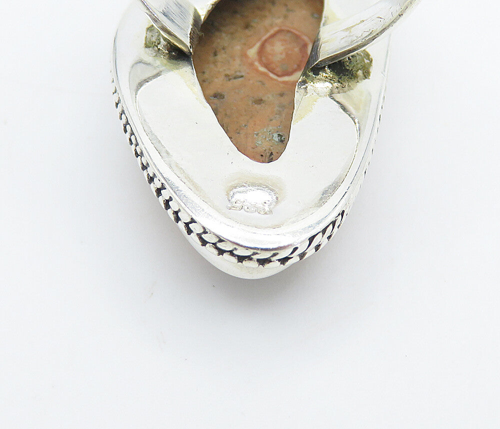 925 Sterling Silver  Tear Drop Spotted Jasper Twist Cocktail Ring Sz 6  RG8342