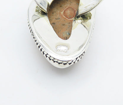 925 Sterling Silver  Tear Drop Spotted Jasper Twist Cocktail Ring Sz 6  RG8342