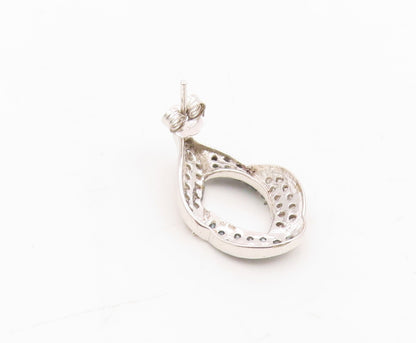 925 Sterling Silver Vintage Earrings Real Diamonds Designer Single Piece EG14287