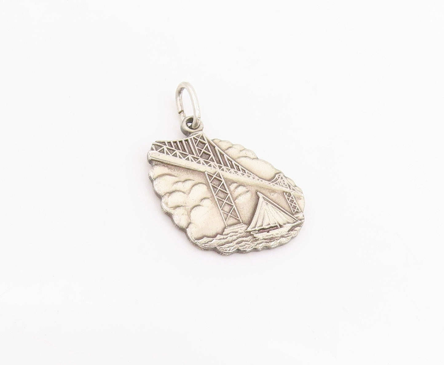 925 Sterling Silver Vintage Pendant Chesapeake Bay City Bridge Charm  PT25180