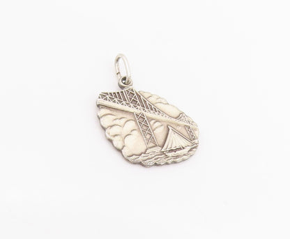 925 Sterling Silver Vintage Pendant Chesapeake Bay City Bridge Charm  PT25180