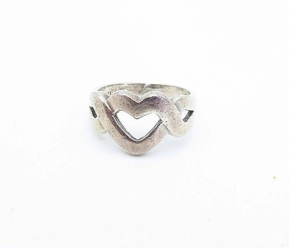 925 Sterling Silver  Vintage Open Infinity Love Heart Band Ring Sz 5.5  RG3821