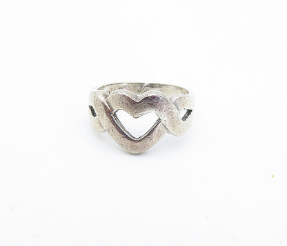 925 Sterling Silver  Vintage Open Infinity Love Heart Band Ring Sz 5.5  RG3821
