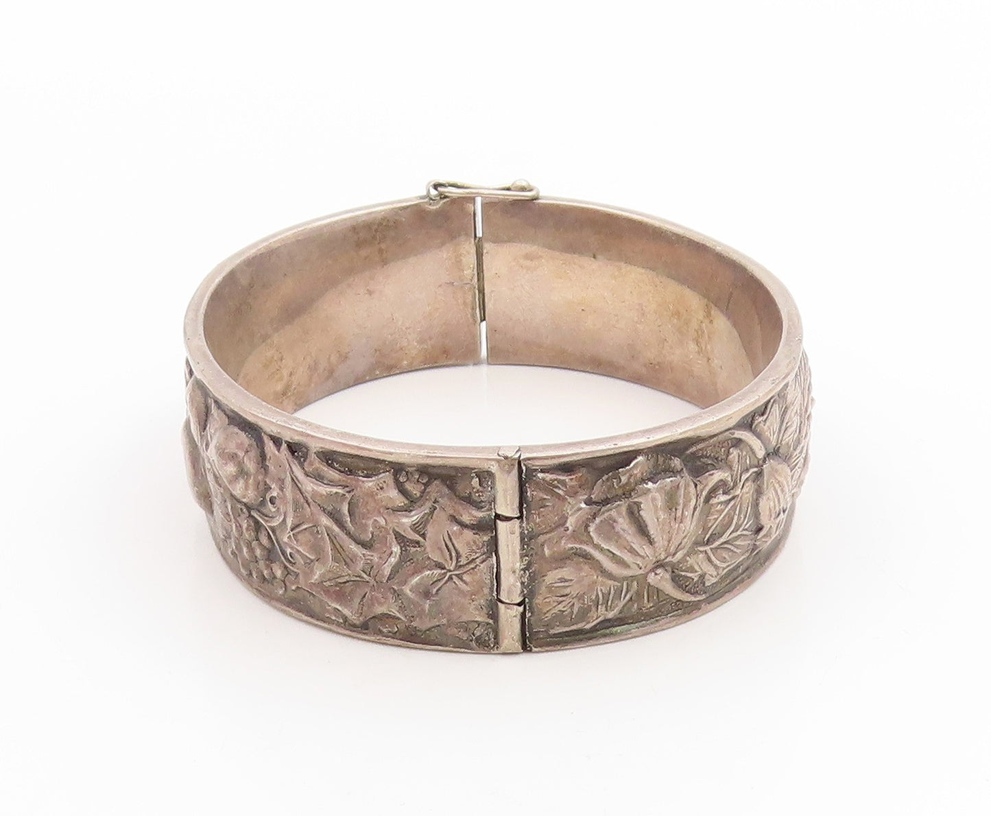 925 Sterling Silver Vintage Bracelet Antique Grape Vine & Wheat Motif  BT12031
