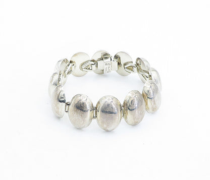 MEXICO 925 Sterling Silver  Vintage Shiny Hollow Oval Chain Bracelet  BT2014