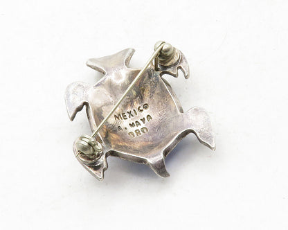 A. MAYA MEXICO 925 Sterling Silver Vintage Blue Enamel Turtle Brooch Pin  BP4844