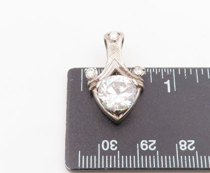 925 Sterling Silver  Vintage Sparkling Cubic Zirconia Pendant  PT19957