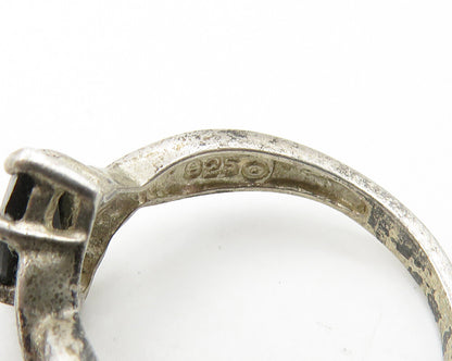 AVON 925 Silver  Vintage Marquise Cut Black Hematite Band Ring Sz 8  RG18994