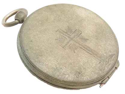 925 Sterling Silver  Vintage Antique Etched Cross Watch Case (OPENS)  TR3655