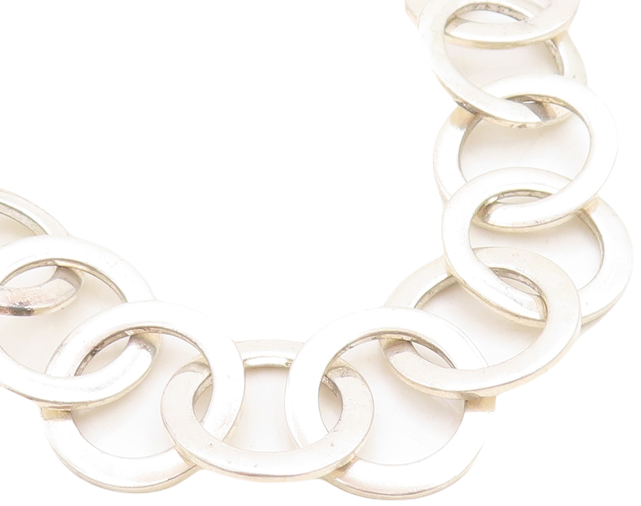 DAVID SIGAL 925 Sterling Silver Vintage Shiny Open Circle Chain Necklace  NE2196