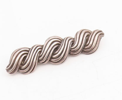 925 Sterling Silver Vintage Brooch Dark Tone Thick Twisted Rope Etched  BP11475