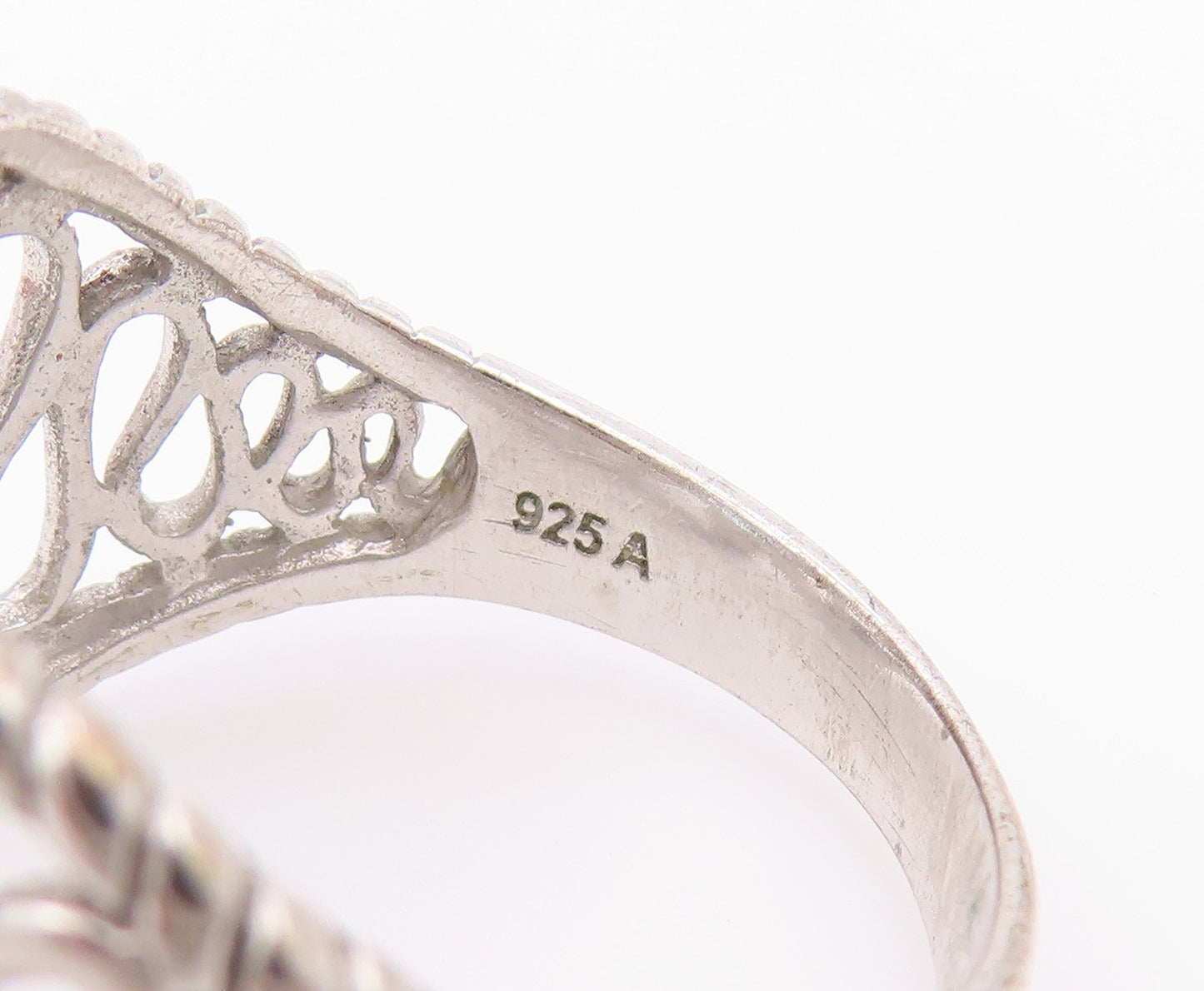 925 Sterling Silver Vintage Ring Pear Cut Blue Topaz Openwork Band Sz 11 RG36439