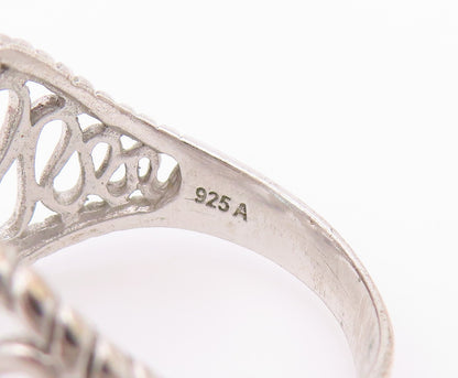 925 Sterling Silver Vintage Ring Pear Cut Blue Topaz Openwork Band Sz 11 RG36439