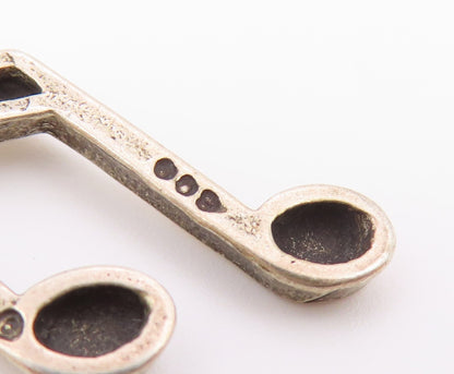 925 Sterling Silver  Vintage Dark Tone Smooth Music Notes Pendant  PT17822