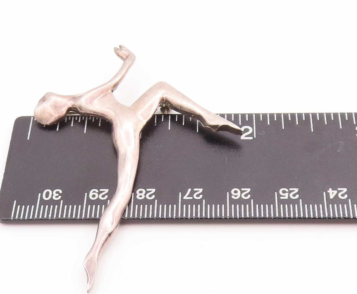 925 Sterling Silver Vintage Brooch Pin Solid Man Doing Yoga Stretch BP11119