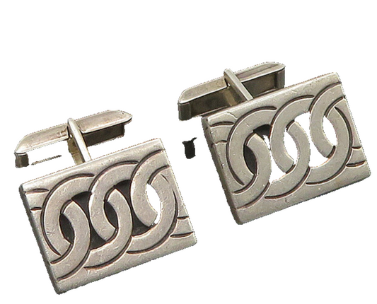 CORY MEXICO 925 Sterling Silver Vintage Circle Pattern Cufflinks  TR3072