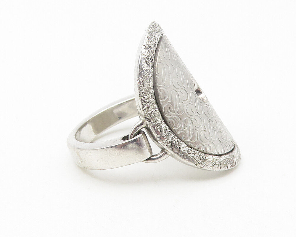 GUESS ITALY 925 Sterling Silver  Shiny Monogram Logo Band Ring Sz 6.5  RG11239