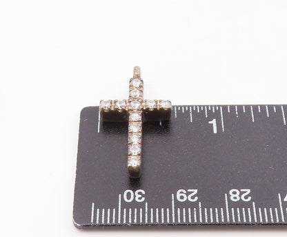 925 Silver  Vintage Petite Cubic Zirconia Religious Cross Pendant  PT11634