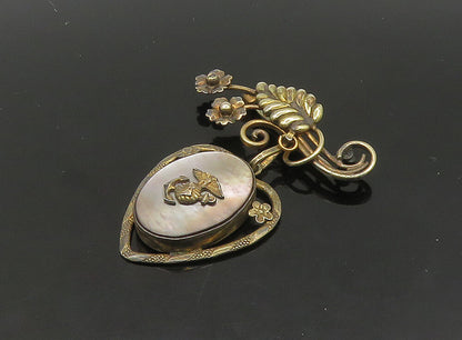 CARLART 925 Sterling Silver Vintage MOP Locket US Military Brooch Pin BP9192
