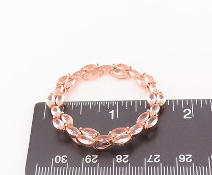 925 Sterling Silver Vintage Pendant Marques Cut Rose Gold Gemstone Ring  PT22807